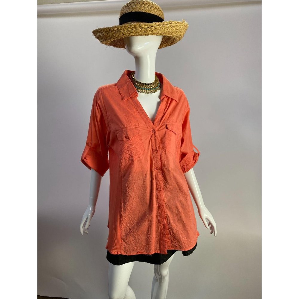 Cotton Express Salmon Plus Sized Shirt